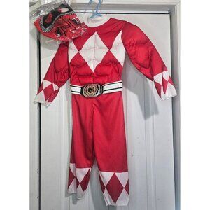 Red Power Ranger Toddler Muscle Costume 2T Soft Mask Classic Dino Saban Retro